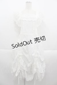 PINK HOUSE / ローズレース使いローンエプロンドレス  白 I-25-09-15-063-LO-OP-HD-ZI