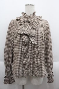 axes femme kawaii / チェック柄ブラウス M 茶 I-25-09-15-008-AX-BL-HD-ZI