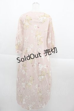 画像2: PINK HOUSE / くまうさぎカットソーワンピース  ピンク I-25-09-15-065-LO-OP-HD-ZI