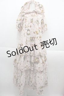 ピンクハウス 総レース チュール ティアード 段々フリル ロングワンピース 美品 ピンクハウス 総レース チュール ティアード 段々フリル ロング
