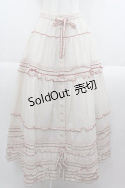 画像1: PINK HOUSE / ローンティアードスカート  アイボリーＸ赤 I-25-09-15-073-LO-SK-HD-ZI