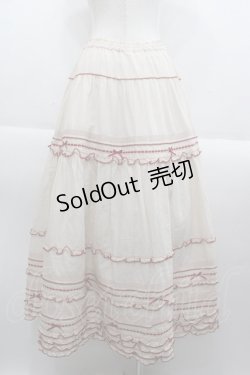 画像2: PINK HOUSE / ローンティアードスカート  アイボリーＸ赤 I-25-09-15-073-LO-SK-HD-ZI