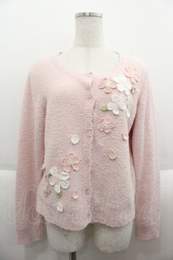画像1: PINK HOUSE / 桜モチーフ使いニットカーディガン  ピンク I-25-09-15-012-LO-TO-HD-ZI