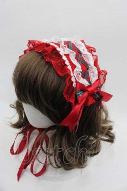 画像1: Angelic Pretty / タータンチェックリボンヘッドドレス  赤 I-25-09-15-097-AP-AC-HD-ZI
