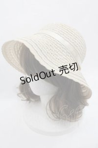 PINK HOUSE / ロゴリボン付きスカラッププレードハット  アイボリー I-25-09-15-099-LO-AC-HD-ZI