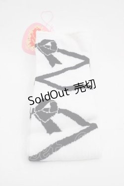 画像1: BABY,THE STARS SHINE BRIGHT / レースアップリボン柄オーバーニーソックス  白X黒 I-25-09-15-116-BA-ZA-HD-ZI