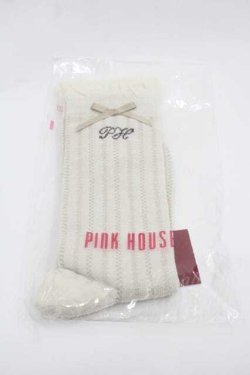 画像1: PINK HOUSE / ロゴリボンフリルソックス  白 I-25-09-15-118-LO-ZA-HD-ZI