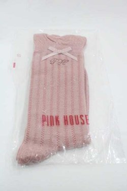 画像1: PINK HOUSE / ロゴリボンフリルソックス  ピンク I-25-09-15-119-LO-ZA-HD-ZI