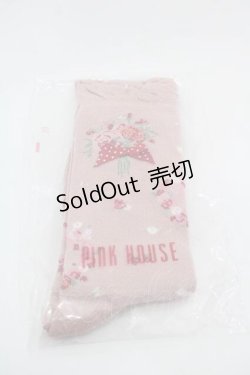画像1: PINK HOUSE / リボンブーケ柄ソックス  ピンク I-25-09-15-120-LO-ZA-HD-ZI