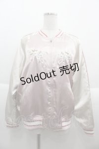 PINK HOUSE / 桜Teddy刺繍使いサテンブルゾン  ピンク I-25-09-15-015-LO-JA-HD-ZI