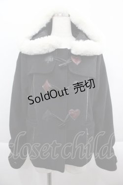 画像1: axes femme kawaii / トランプボタンフードショートコート  黒X白 I-25-09-15-019-AX-CO-HD-ZI