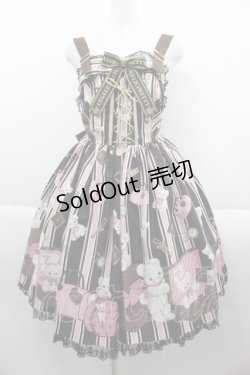 画像1: Angelic Pretty / Travelくまちゃんベルトジャンパースカート  黒Xピンク I-25-09-15-031-AP-OP-HD-ZI