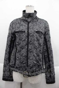 NAOTO SEVEN / 薔薇デニム立ち襟ジャケット  ブラック I-25-09-18-005-HN-JA-HD-ZI