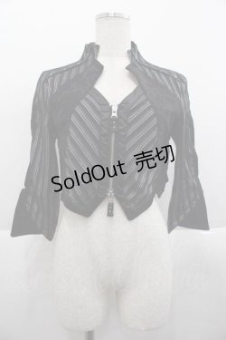 画像1: Ozz Croce / ストライプダブルZIPショートジャケット  黒Ｘシルバー I-25-09-18-044-OO-JA-HD-ZI