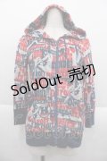 HYSTERIC GLAMOUR / THE KILLCITY 総柄パーカー  レッド×ブルー I-25-09-18-048-PU-TO-HD-ZI