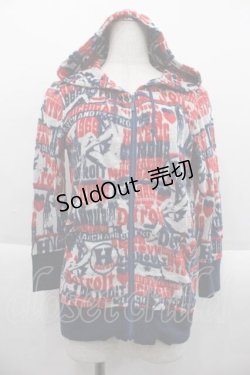 画像1: HYSTERIC GLAMOUR / THE KILLCITY 総柄パーカー  レッド×ブルー I-25-09-18-048-PU-TO-HD-ZI