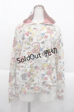 画像1: Candy Stripper / 総柄ジップアップパーカー  アイボリー I-25-09-18-049-PU-TO-HD-ZI