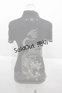 画像2: Ozz Croce / ボーダーデザインスナップ半袖ポロシャツ  黒Ｘ白Ｘグレー I-25-09-18-057-OO-TO-HD-ZI