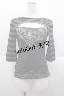 画像1: OZZ ANGELO / ラメボーダーハイネックトップス  黒Ｘシルバーラメ I-25-09-18-060-OO-TO-HD-ZI