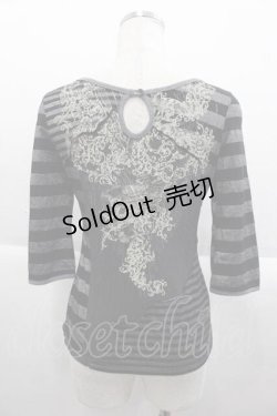 画像2: OZZ ANGELO / ラメボーダーハイネックトップス  黒Ｘシルバーラメ I-25-09-18-060-OO-TO-HD-ZI