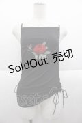 Ozz On / /薔薇刺繍キャミソール  黒Ｘ赤Ｘ緑 I-25-09-18-063-OO-TO-HD-ZI