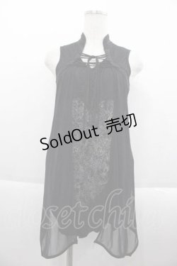 画像1: Rozen Kavalier / ハートローズプリントチュール重ねノースリーブトップス  黒 I-25-09-18-068-OO-TO-HD-ZI