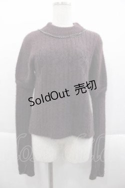 画像1: NOEMIE / チェーン付き4wayフェザー刺繍ニット M パープル I-25-09-18-069-LO-TO-HD-ZI