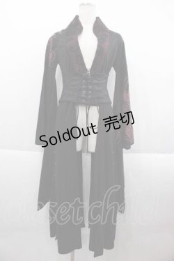 画像1: Qutie Frash / 龍柄着物袖コルセットデザインロングカーディガン  黒Ｘ赤 I-25-09-18-072-QU-TO-HD-ZI