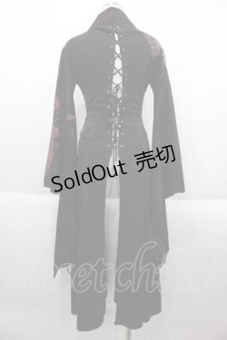画像2: Qutie Frash / 龍柄着物袖コルセットデザインロングカーディガン  黒Ｘ赤 I-25-09-18-072-QU-TO-HD-ZI