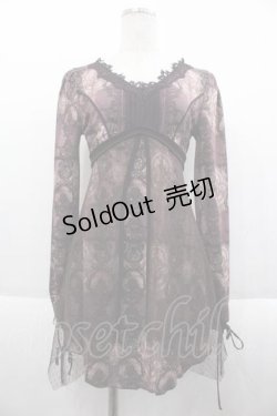 画像1: OZZ ANGELO / 総柄チュール重ね長袖トップス  ブラウン I-25-09-18-075-OO-TO-HD-ZI