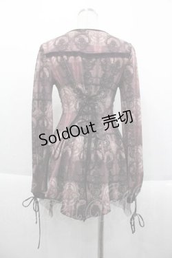 画像2: OZZ ANGELO / 総柄チュール重ね長袖トップス  ブラウン I-25-09-18-075-OO-TO-HD-ZI