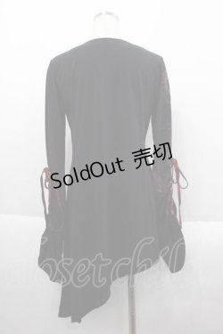 画像2: Qutie Frash / アメＱ限定アシメカットソー  黒Ｘ赤 I-25-09-18-077-QU-TO-HD-ZI