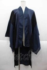 Qutie Frash / 着物袖カーディガン  青Ｘ黒 I-25-09-18-079-QU-TO-HD-ZI