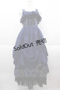 画像1: ATELIER PIERROT / ロングバッスルジャンパースカート  青 I-25-09-18-086-EL-OP-HD-ZI