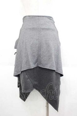 画像2: Ozz oneste / ウエスト巻き風デザインスカート  グレーＸ黒 I-25-09-18-110-OO-SK-HD-ZI