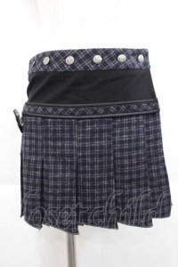 Ozz Croce / チェックプリーツ巻きスカート  黒Ｘ白 I-25-09-18-111-OO-SK-HD-ZI