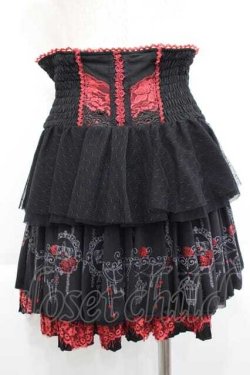 画像2: Ozz Croce / サイド編み上げ&裾プリントスカート  黒Ｘ赤 I-25-09-18-112-OO-SK-HD-ZI