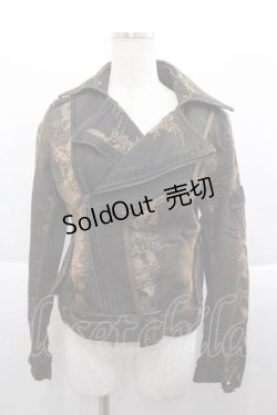 画像1: Ozz Croce / 龍プリントデニムライダースジャケット  ブラウンデニム I-25-09-18-002-OO-JA-HD-ZI