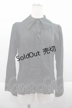 画像1: PEACE NOW / 裾フリルブラウス  黒 I-25-09-18-018-PU-BL-HD-ZI