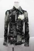 Ozz On / ペイズリー総柄シャツ  黒ＸグレーＸ白 I-25-09-18-024-OO-BL-HD-ZI