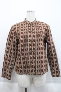 KANEKO ISAO / 総柄チャイナブラウス  ブラウン I-25-09-21-025-EL-BL-HD-ZS