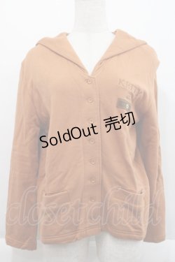 画像1: KETTY / 後ろブーケ刺繍セーラー襟スウェトカーディガン  オレンジブラウン I-25-09-21-035-EL-SK-HD-ZI
