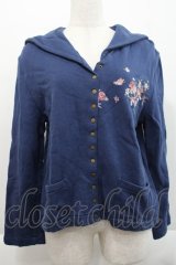 KETTY / ローズブーケ刺繍セーラースウェットカーディガン  青Ｘピンク I-25-09-21-036-EL-TO-HD-ZI