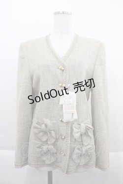 画像1: INGEBORG / 麻混リボンジャケット M ベージュ I-25-09-21-038-LO-JA-HD-ZI