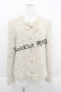 画像1: KANEKO ISAO / ツイードリボン巻きジャケット  ベージュ I-25-09-21-043-EL-JA-HD-ZI