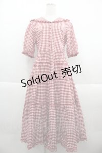 PINK HOUSE / セーラーカラーギンガムチェックミディワンピース  赤チェック I-25-09-21-063-LO-OP-HD-ZI