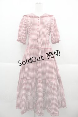画像1: PINK HOUSE / セーラーカラーギンガムチェックミディワンピース  赤チェック I-25-09-21-063-LO-OP-HD-ZI