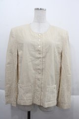 INGEBORG / ギンガムノーカラーブラウス S イエロー I-25-09-21-069-LO-BL-HD-ZI