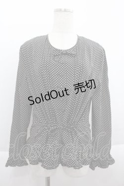 画像1: KETTY / ドットリボン長袖ブラウス  黒Ｘ白 I-25-09-21-073-EL-BL-HD-ZI