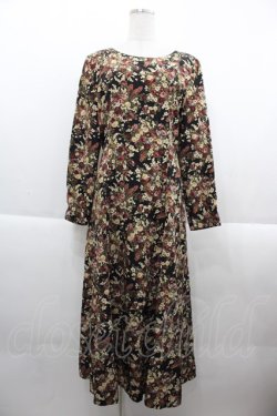 画像1: KETTY / フラワーブーケ総柄ワンピース  黒 I-25-09-21-074-EL-OP-HD-ZI